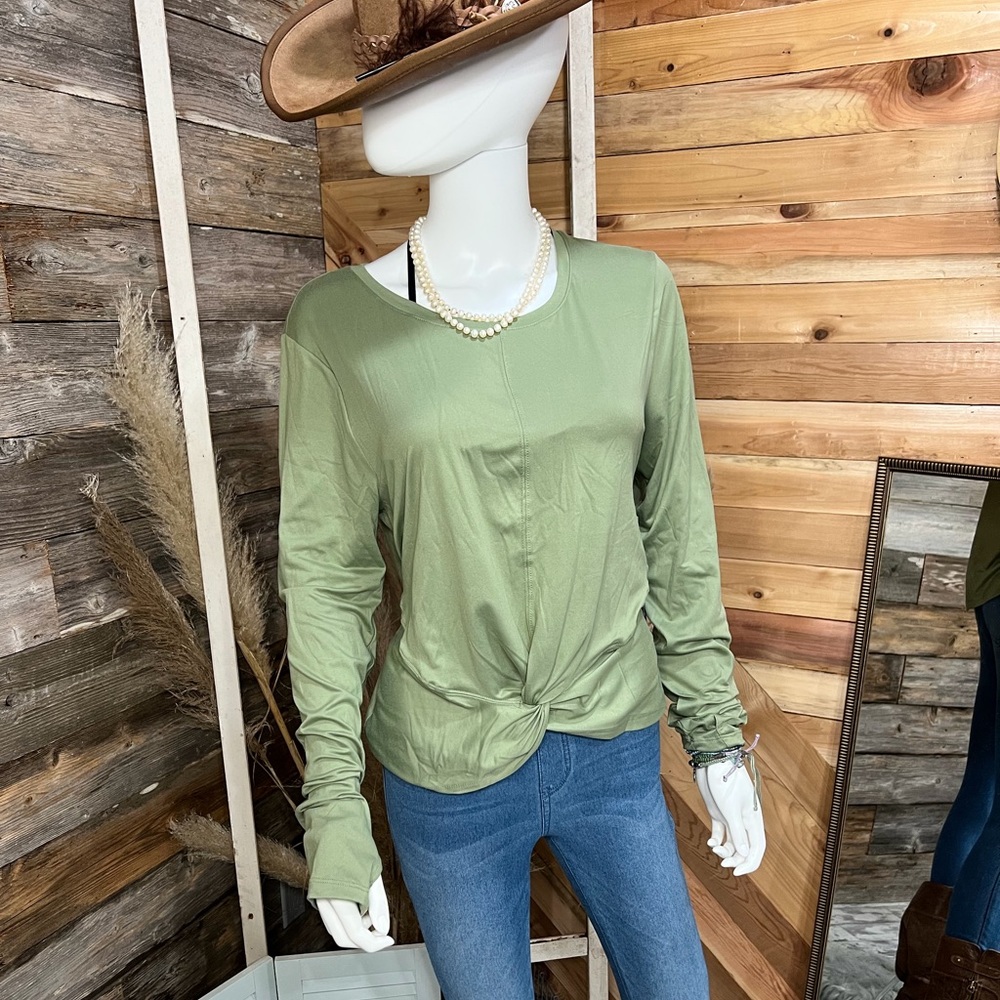 Long sleeve Knotted Front Soft Top with Thumbholes!